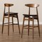 Baxton Studio Flora Black Faux Leather Upholstered Walnut Finished Bar Stool, PK2 144-8074 - alternate 2